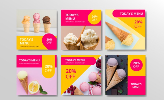 6款彩色冰淇淋促销传单矢量素材素材中国网精选
