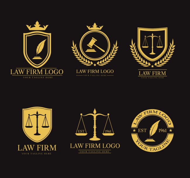 6款复古金色法律元素标志矢量图素材中国网精选