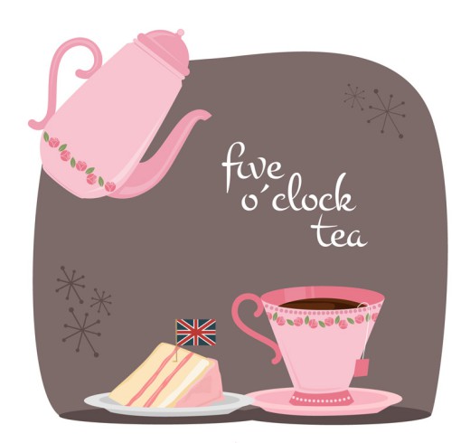 粉色英式下午茶插画矢量素材16图库