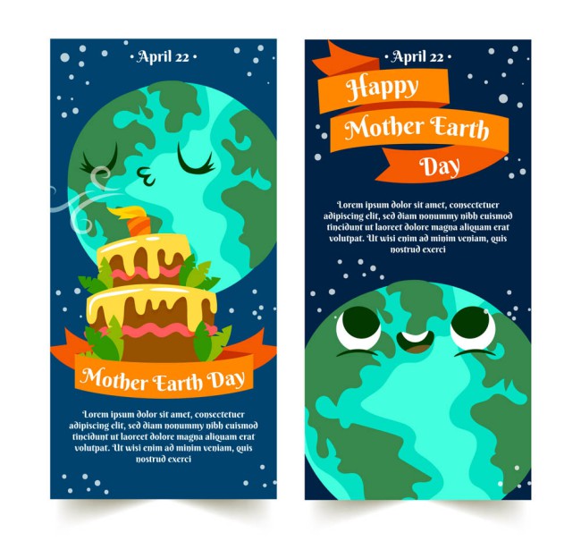 2款可爱世界地球日地球banner矢量素材素材中国网精选