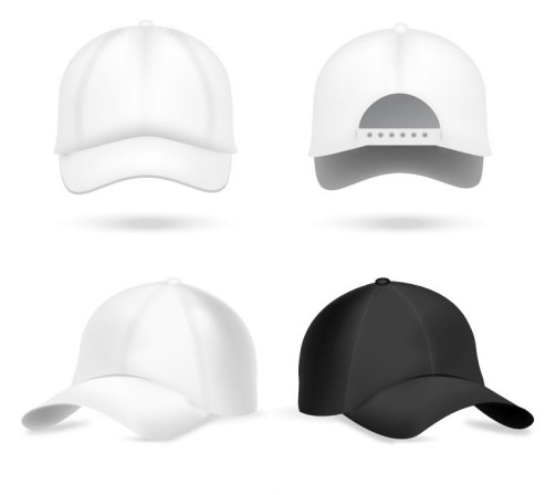 4款棒球帽设计矢量素材16图库网精选