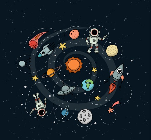 创意太空和宇航员插画矢量素材16设计网精选
