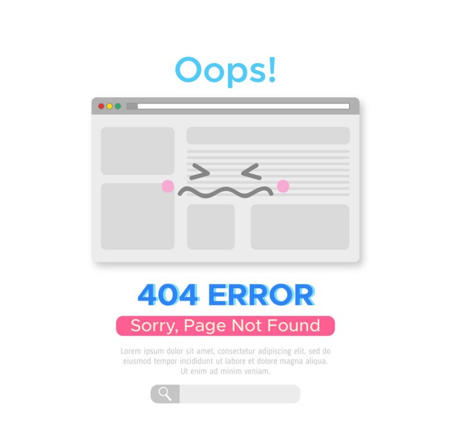 创意404错误哭泣的页面矢量素材普贤居素材网精选