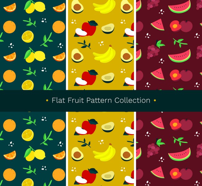 3款彩色水果无缝背景矢量图16图库网精选