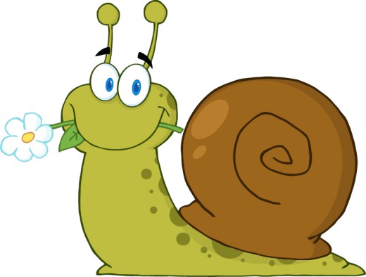 卡通叼花的蜗牛矢量素材16图库网精选