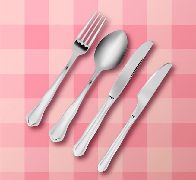 创意餐桌上的餐叉餐勺餐刀矢量素材16设计网精选