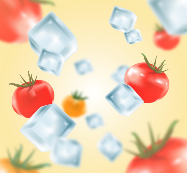 创意冰块和番茄矢量素材16素材网精选