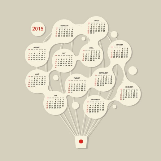 2015创意热气球年历矢量素材16图库网精选