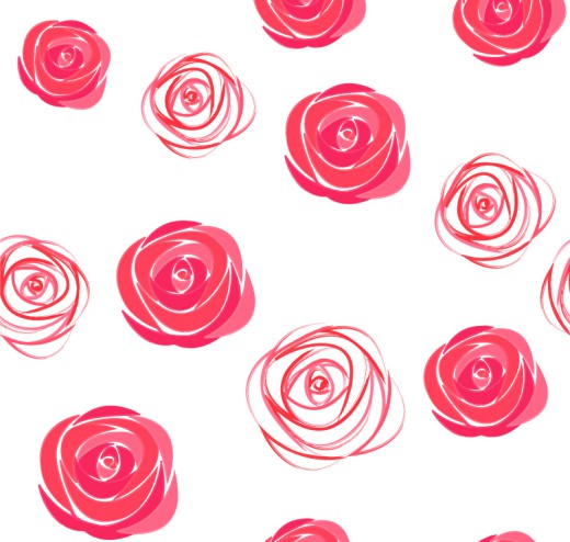 水彩玫瑰花朵无缝背景矢量素材16设