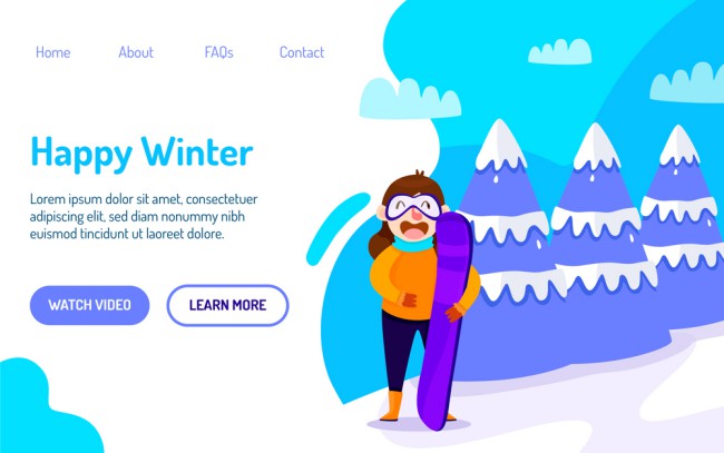 创意快乐冬季网站着陆页矢量素材素材中国网精选