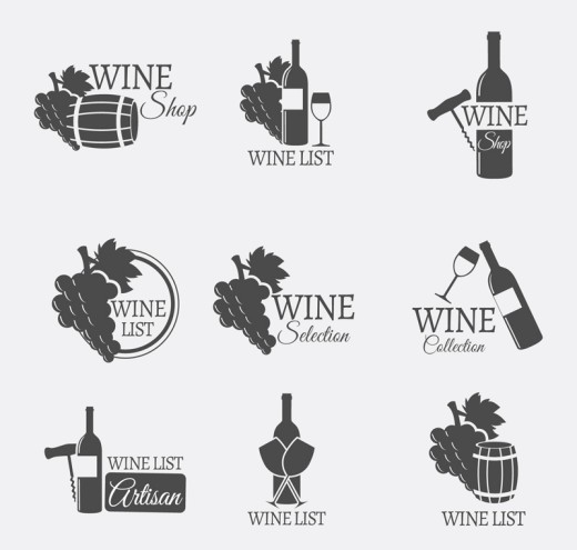 9款葡萄酒酒水单标志矢量图16素材网精选