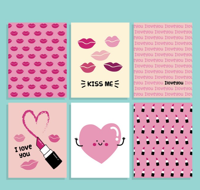 6款可爱情人节卡片矢量素材16图库网精选