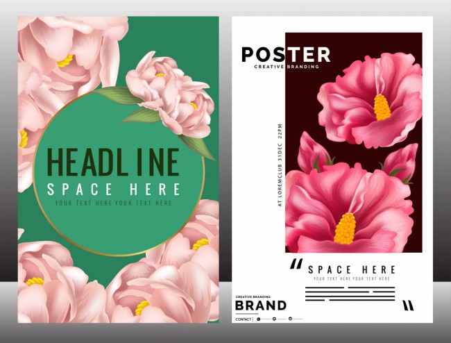 精美花卉商务海报正反面矢量素材16设计网精选