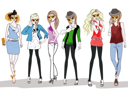 6个时尚女孩设计矢量素材16图库网精选