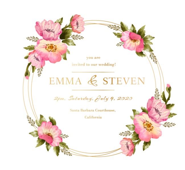 粉色花卉婚礼海报设计矢量图16设计