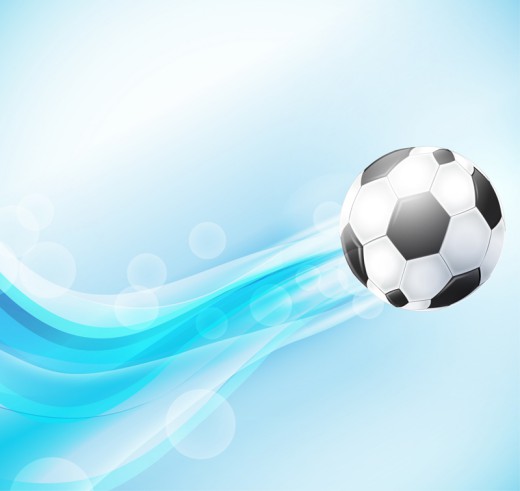 动感蓝色曲线和足球矢量图素材天下精选