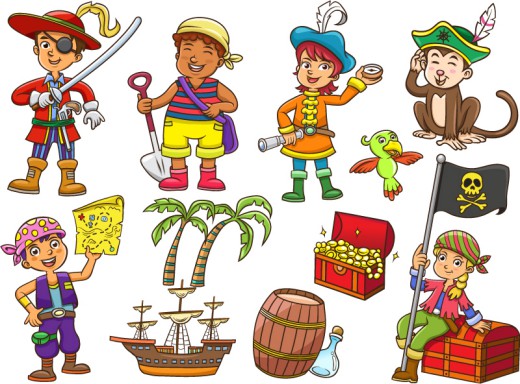 11款海盗装扮儿童和装饰物矢量图16设计网精选