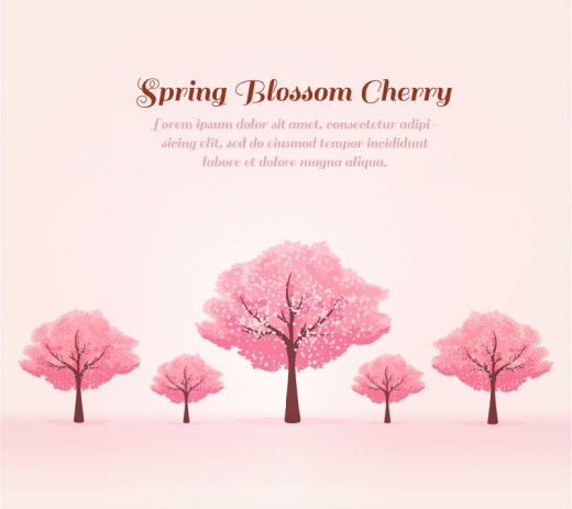春季粉色樱花树矢量素材16图库网精选