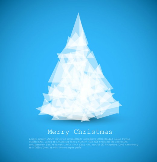 白色几何形圣诞树矢量素材16素材网