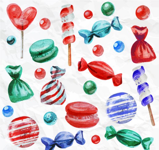 彩绘糖果无缝背景矢量图素材中国网