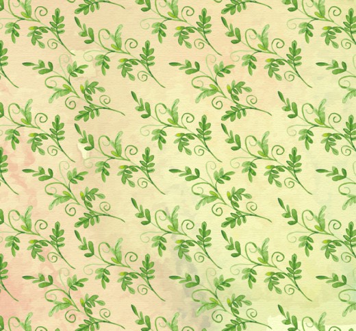 水彩绘绿色叶子无缝背景矢量图16设计网精选