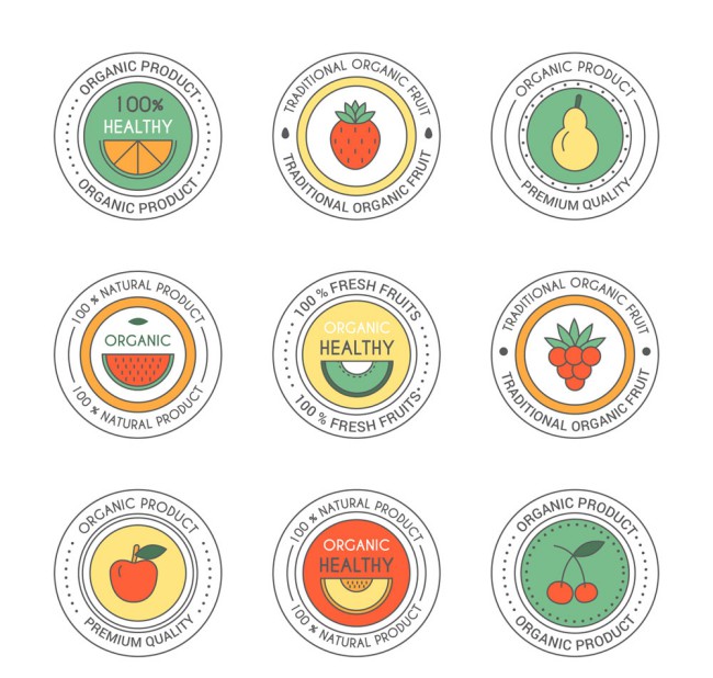 9款圆形水果制品标签矢量图素材中国网精选