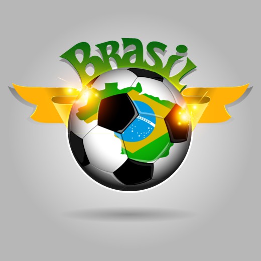 时尚巴西世界杯足球背景矢量素材素