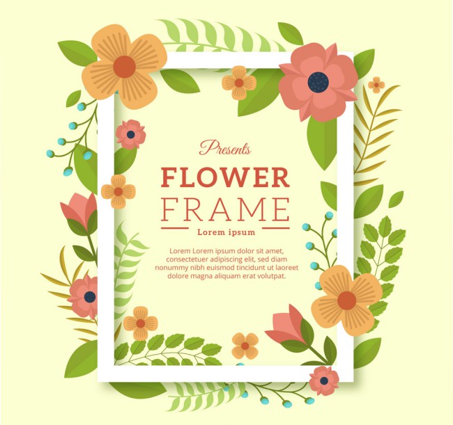 创意花卉装饰框架矢量素材16图库网精选
