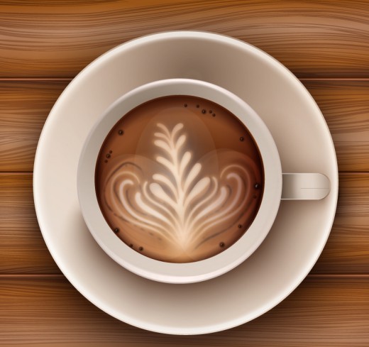 卡布奇诺咖啡俯视图矢量素材16设计网精选
