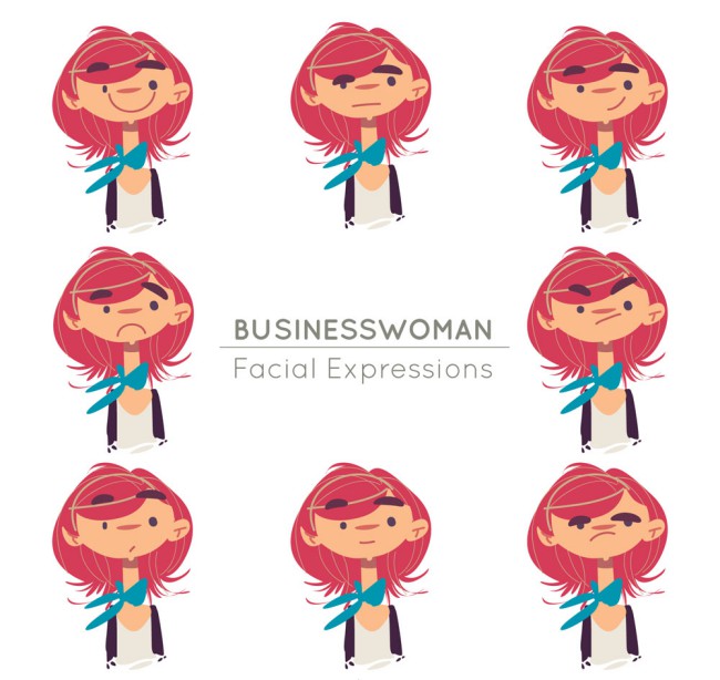 8款彩绘红发商务女子头像矢量图普贤居素材网精选
