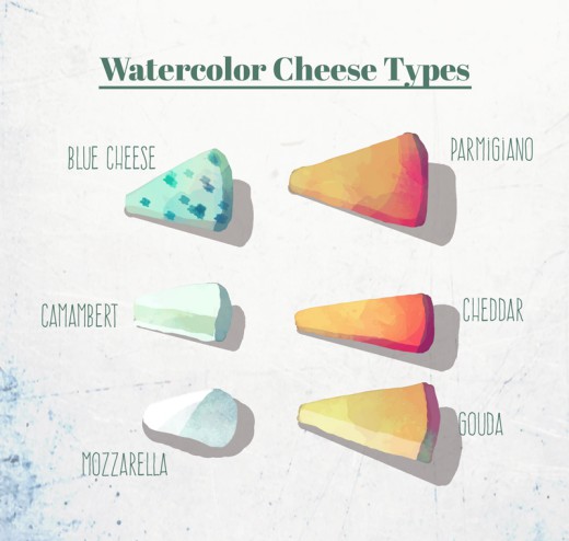 6款水彩绘三角奶酪矢量素材16素材网精选
