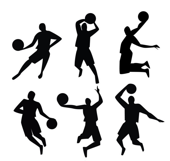 6款动感篮球人物剪影矢量图16素材网精选