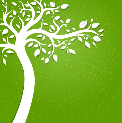 创意绿树剪纸背景矢量素材16设计网
