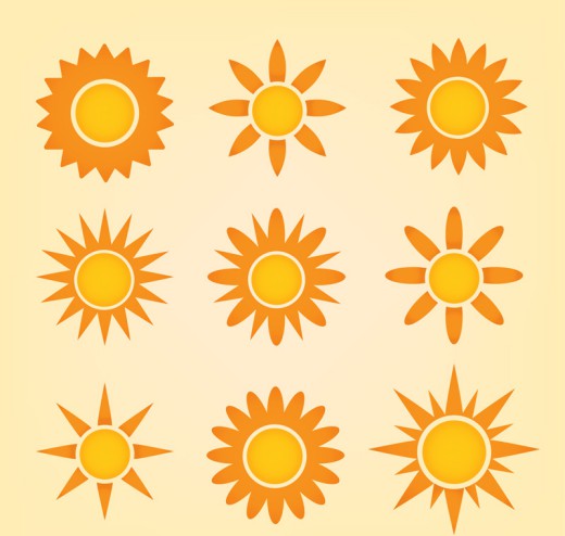 9款橙色太阳图标矢量素材16设计网精选