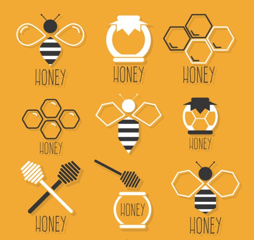 9款精致蜂蜜元素图标矢量素材普贤