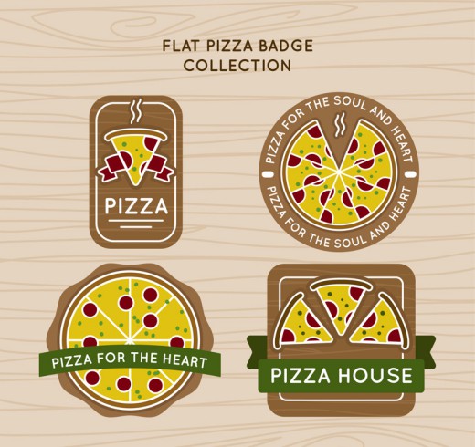 4款创意披萨徽章矢量素材16设计网精选