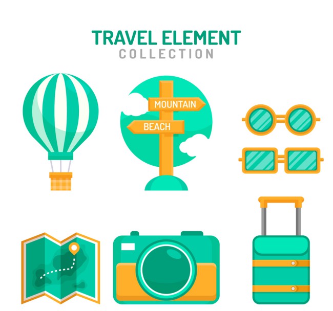 7款绿色旅行物品矢量素材16素材网精选