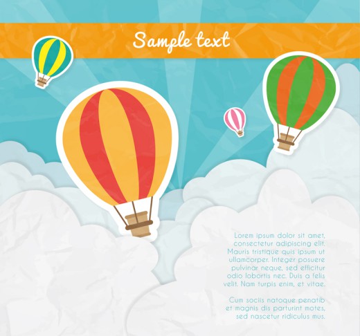 彩色云端的热气球矢量素材16图库网精选