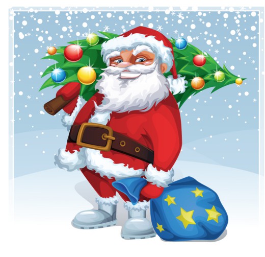 卡通圣诞树和圣诞老人矢量素材16图库网精选
