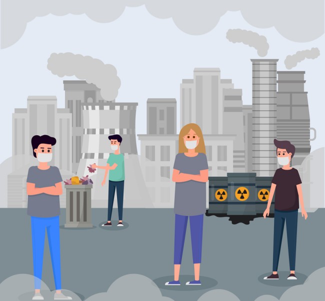 创意城市环境污染插画矢量素材16素