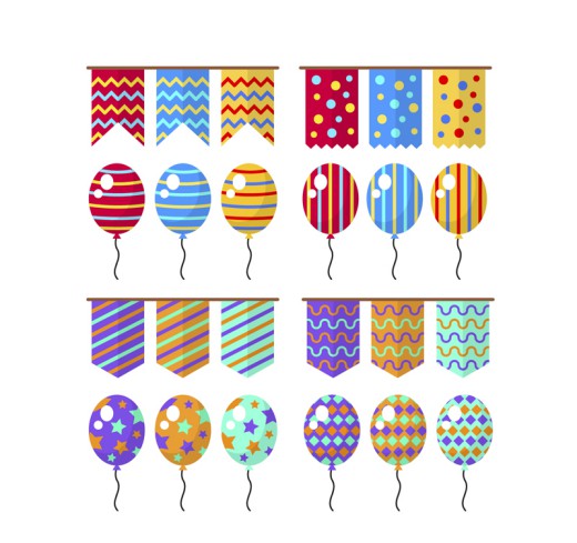 24款彩色节日拉旗和气球矢量图素材中国网精选