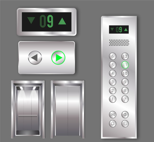 精美银色电梯面板设计矢量素材16素