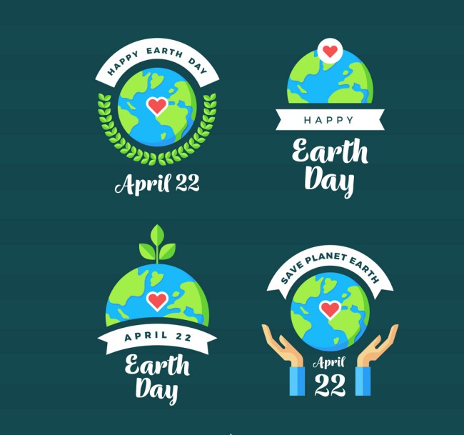 4款创意世界地球日标签矢量图普贤居素材网精选