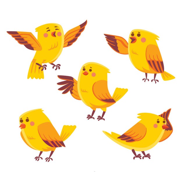 5款黄色鸟设计矢量素材16素材网精选