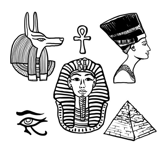 6款手绘古埃及元素矢量素材素材天