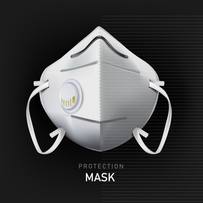 创意白色N95医用防护口罩矢量图素