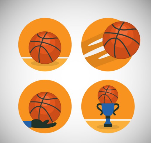 4款创意篮球图标矢量素材普贤居素材网精选