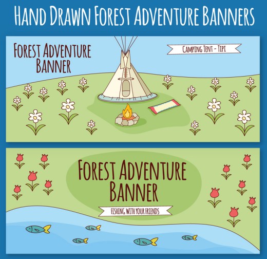 2款手绘森林探险banner矢量素材16设计网精选