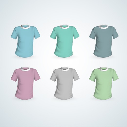 6款彩色短袖T恤矢量素材16图库网精