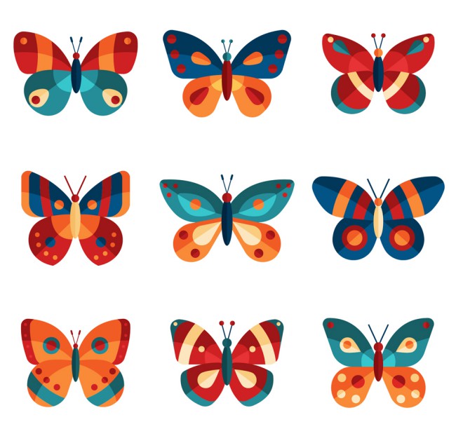 9款拼色蝴蝶设计矢量素材16图库网精选